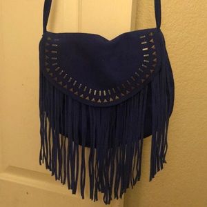 Blue Fringe Cross Body Bag/Purse